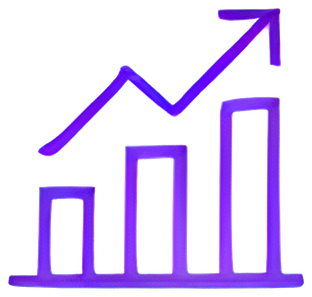 A bar chart with a rising arrow.